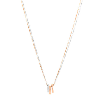 Cartier 18K White Pink Gold Diamond Three Ring LOVE Pendant Necklace 1 of 9