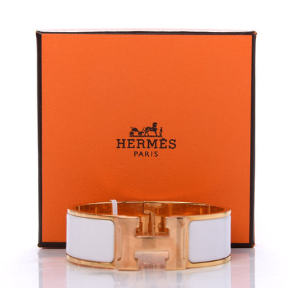 Hermes Enamel Wide Clic Clac H Bracelet GM White 5 of 5