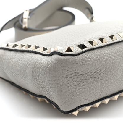 Valentino Garavani Pebbled Calfskin Mini Rockstud Flip-Lock Messenger Bag Pastel Grey 8 of 9