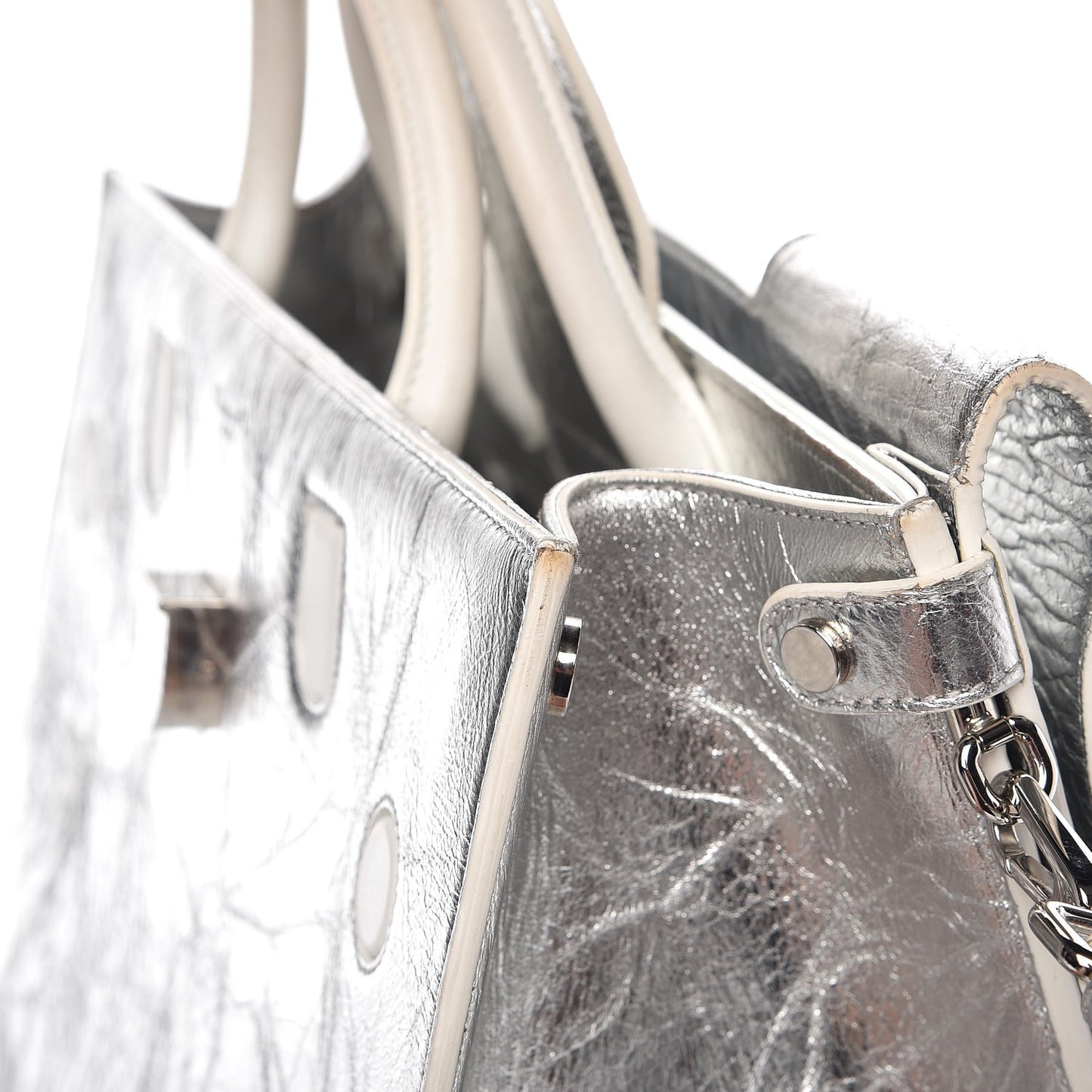 Metallic Calfskin Large Diorever Flap Silver