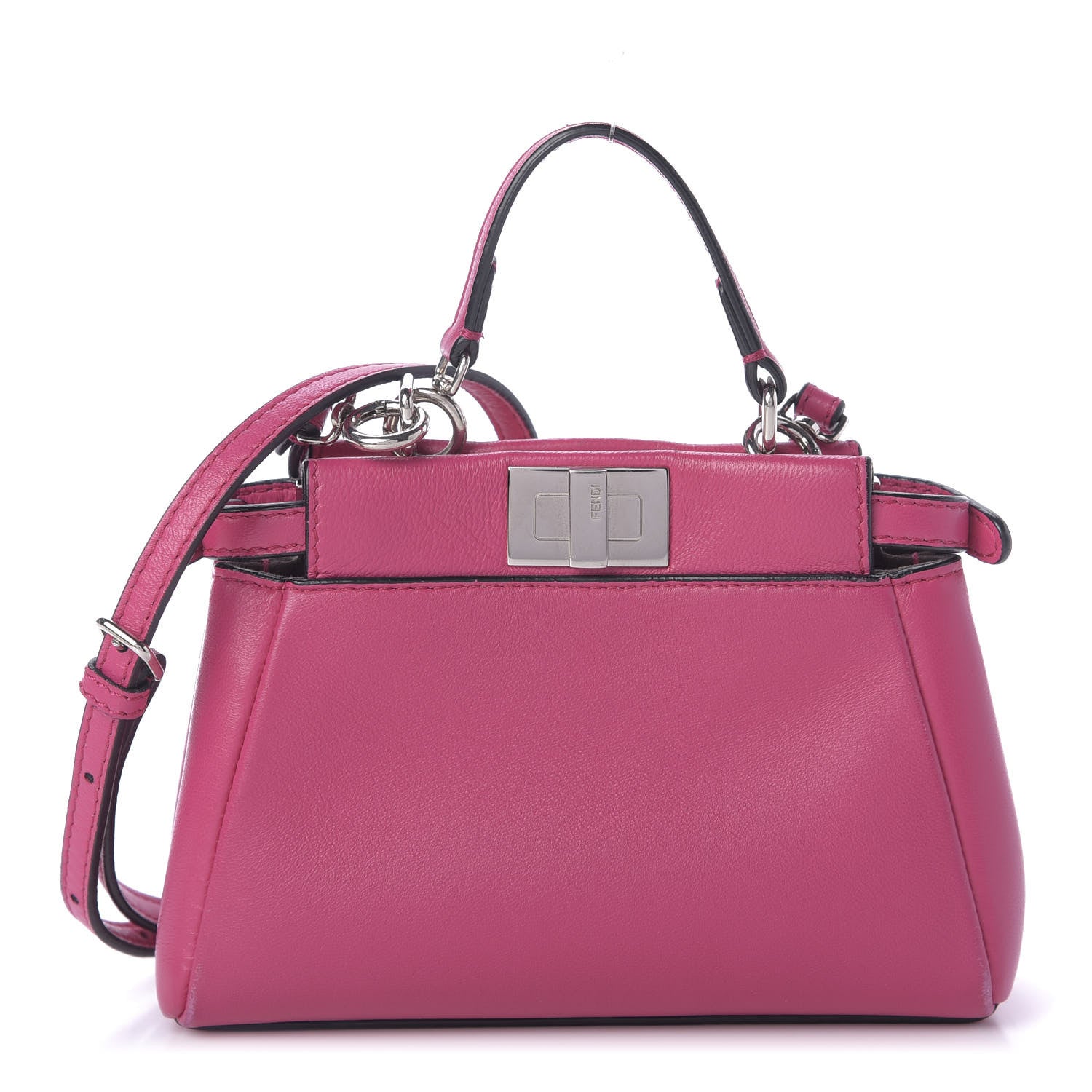 Fendi Nappa Micro Peekaboo Iconic Satchel Magenta 1 of 9