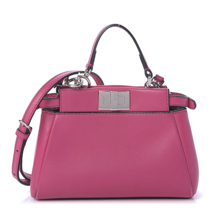 Fendi Nappa Micro Peekaboo Iconic Satchel Magenta 1 of 9