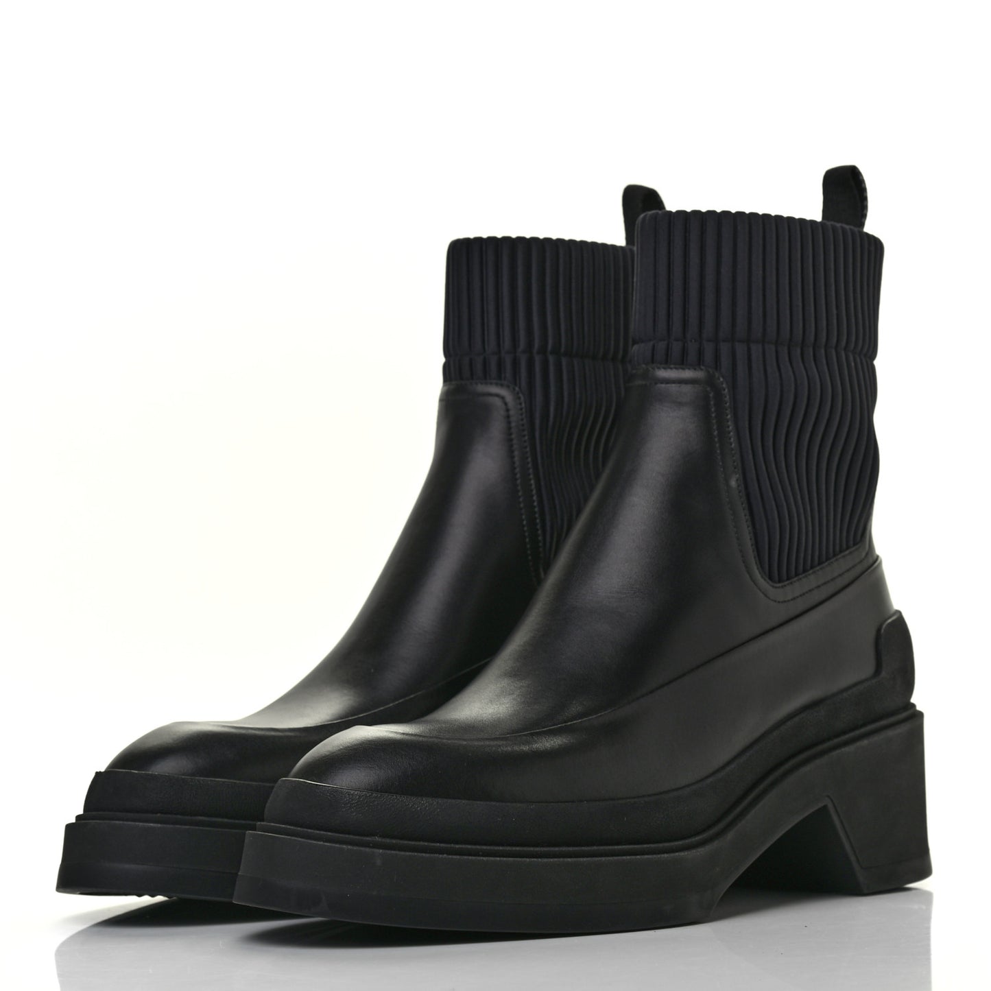 Calfskin Platform Ankle Boots 37.5 Black