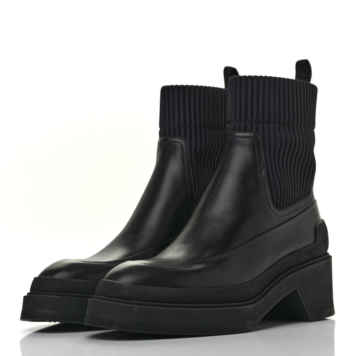 Hermes Calfskin Platform Ankle Boots 37.5 Black 3 of 7
