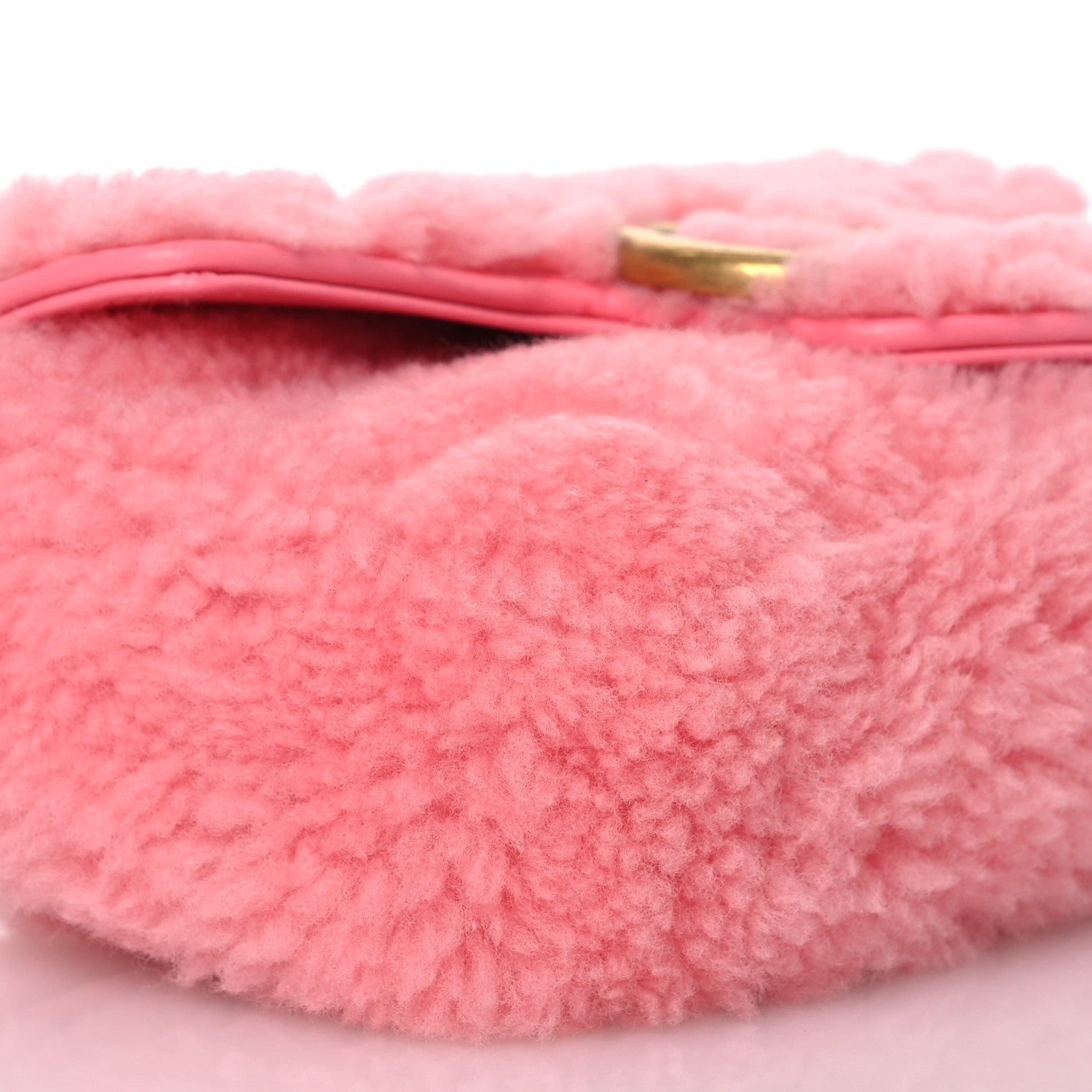 Gucci Shearling Matelasse Super Mini GG Marmont Shoulder Bag Lotus Pink 9 of 10