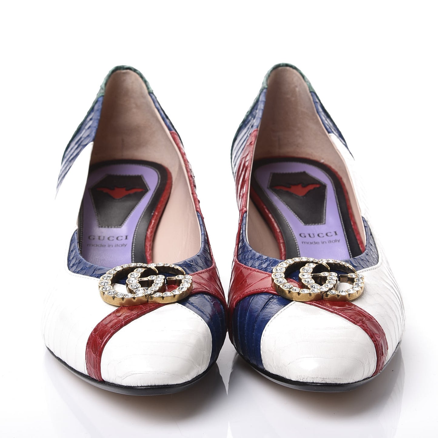 Snakeskin Crystal Double G Pumps 38.5 Multicolor