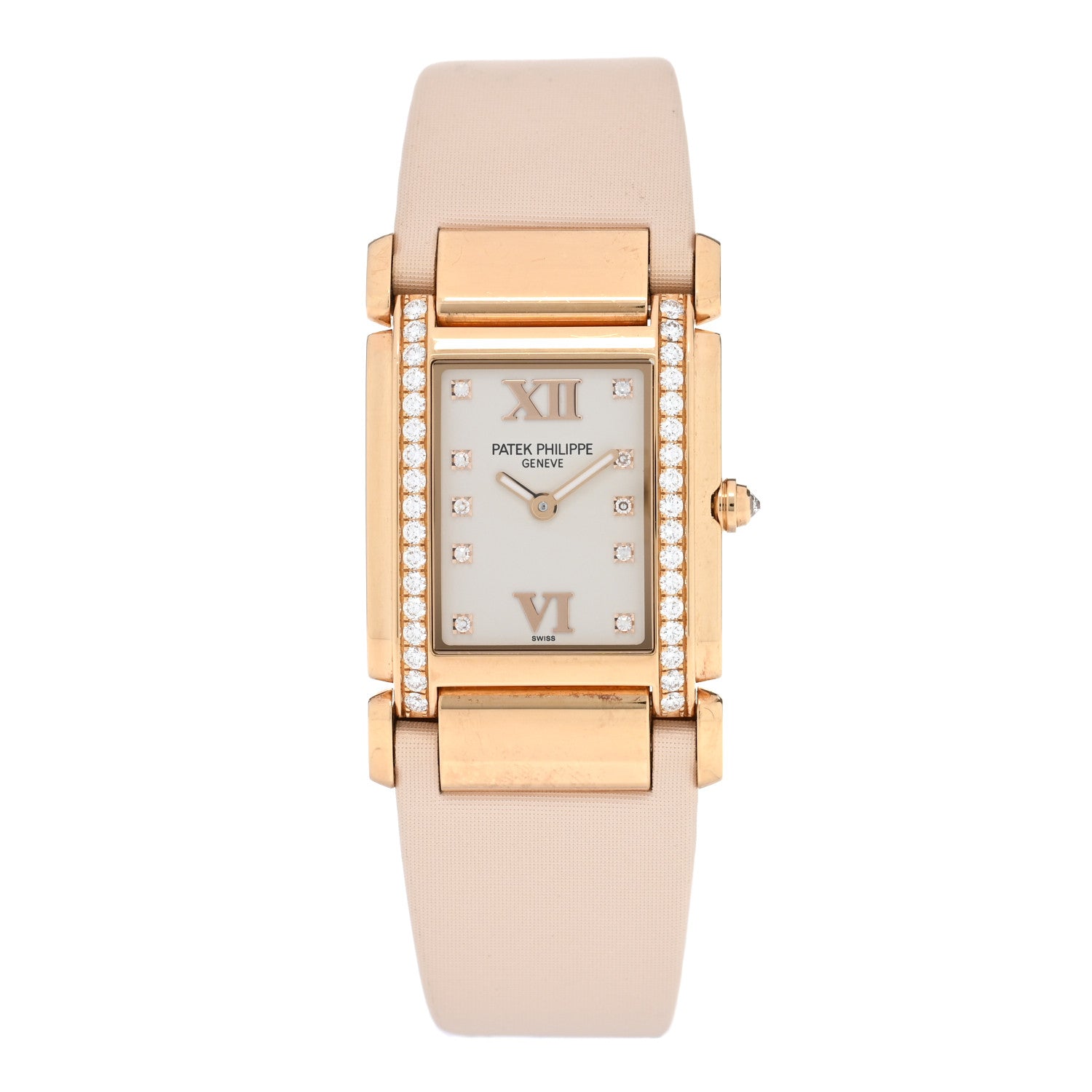 Patek Philippe 18K Rose Gold Satin Diamond 25mm Twenty-4 Quartz Watch White 4920R-010 1 of 5