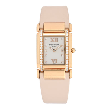 Patek Philippe 18K Rose Gold Satin Diamond 25mm Twenty-4 Quartz Watch White 4920R-010 1 of 5