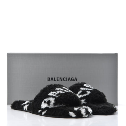 Balenciaga Fur Slide Sandals 37.5 Black White 9 of 9
