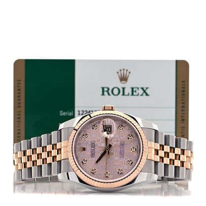 Rolex Stainless Steel 18K Everose Gold Diamond 36mm Oyster Perpetual Datejust Watch Pink Jubilee 116231 5 of 5