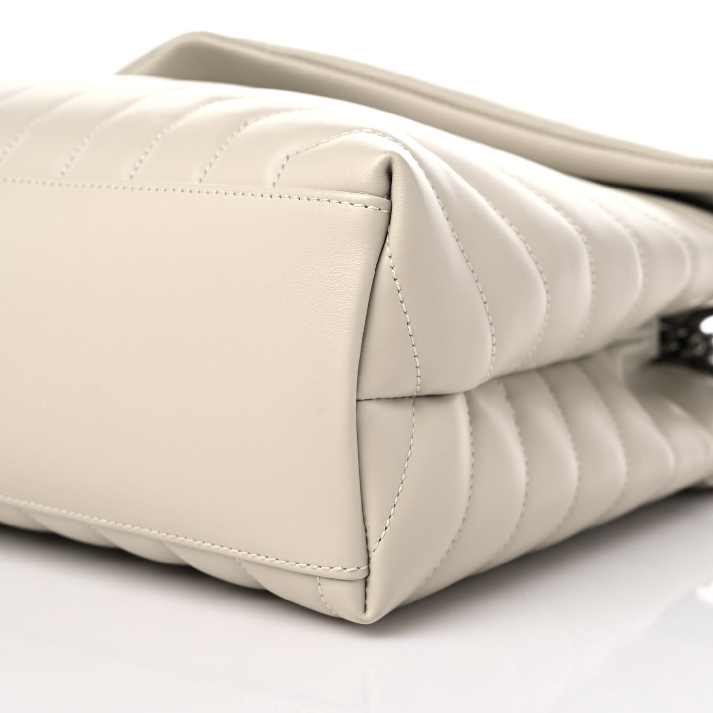 Calfskin Y Quilted Monogram Medium Loulou Chain Satchel Ivory