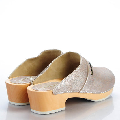 Chanel Metallic Crackled Leather Mules 37.5 Silver 4 of 9