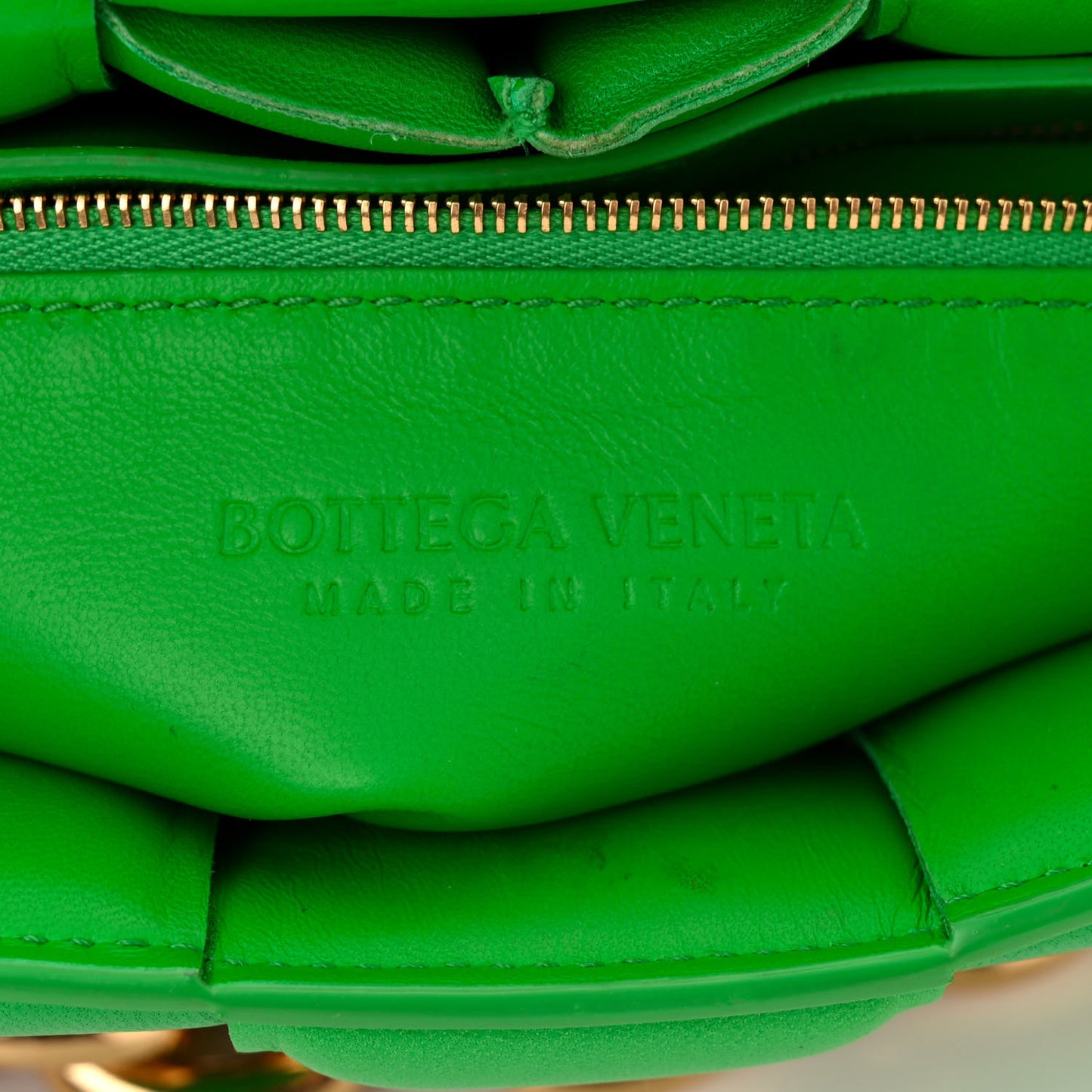 Lambskin Maxi Intreccio Padded Chain Cassette Crossbody Bag Grass