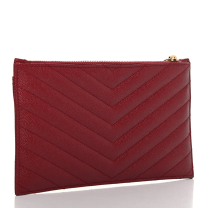 Saint Laurent Grain De Poudre Matelasse Chevron Monogram Bill Pouch Opyum Red 3 of 7