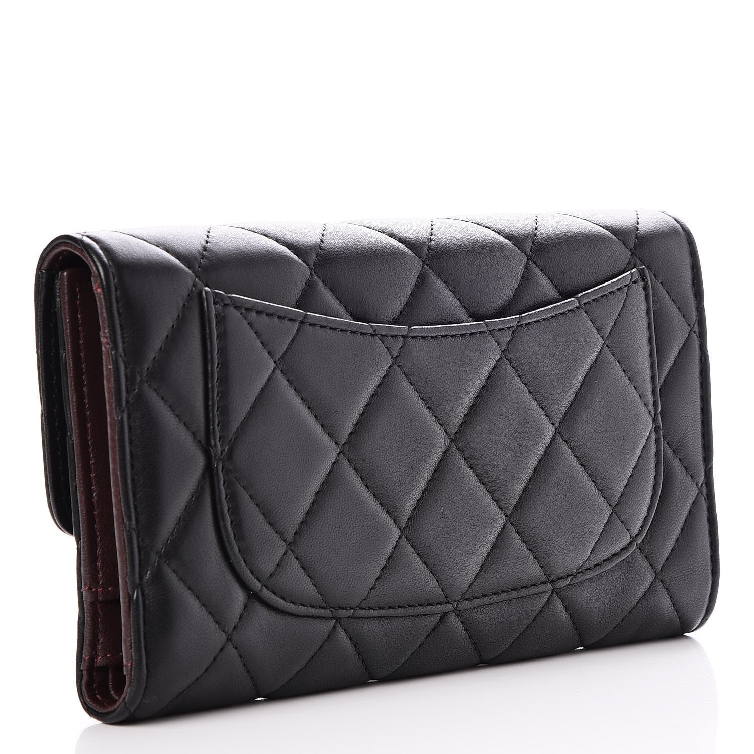 Chanel Lambskin Quilted Large Flap Wallet Black 3 of 9