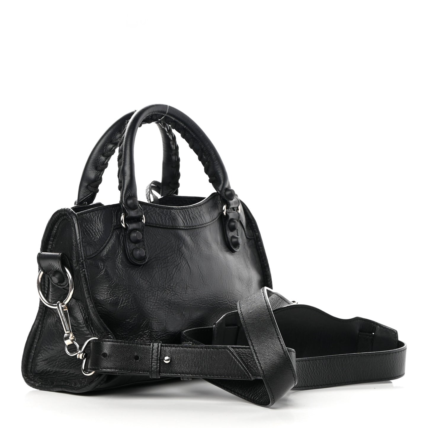 Matte Goatskin Rubber Covered Classic Hardware Mini City Black