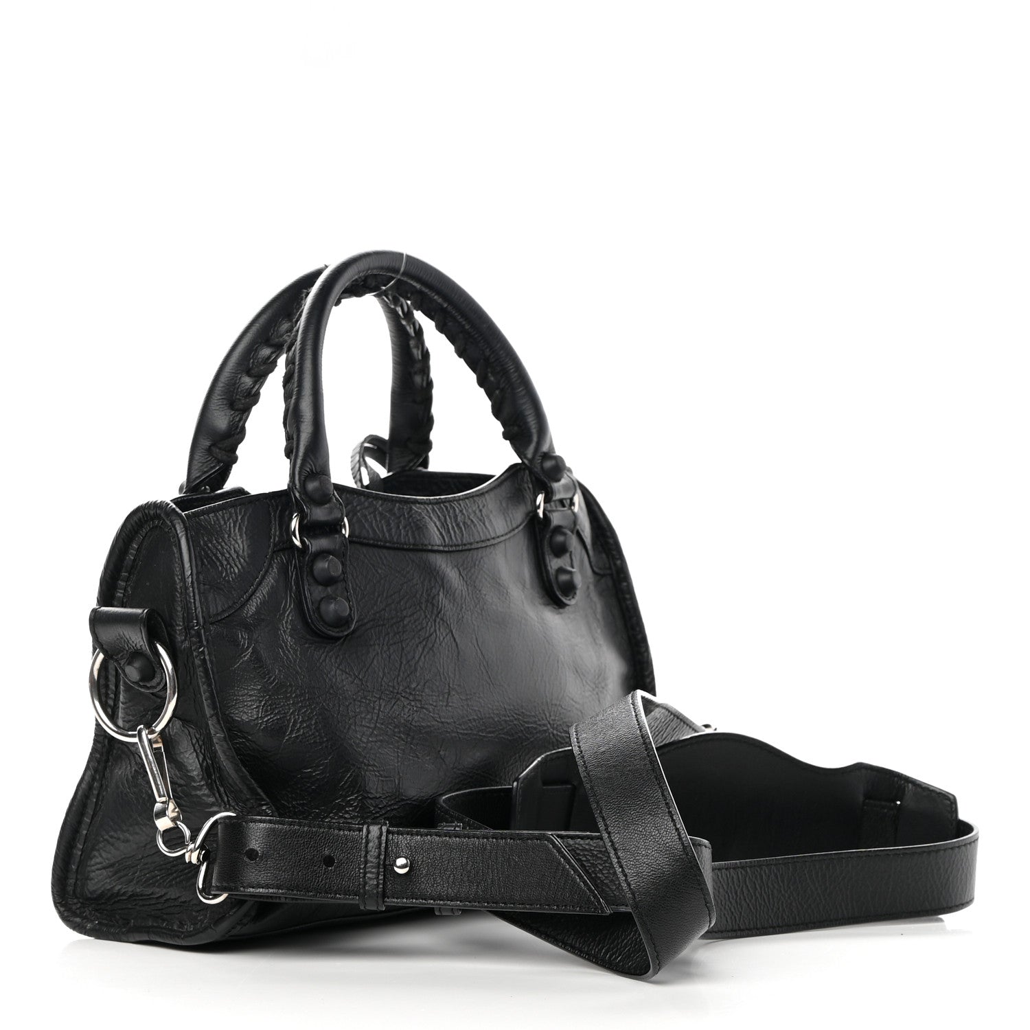 Balenciaga Matte Goatskin Rubber Covered Classic Hardware Mini City Black 3 of 13