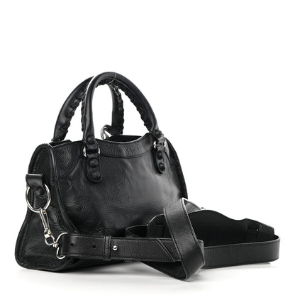 Balenciaga Matte Goatskin Rubber Covered Classic Hardware Mini City Black 3 of 13