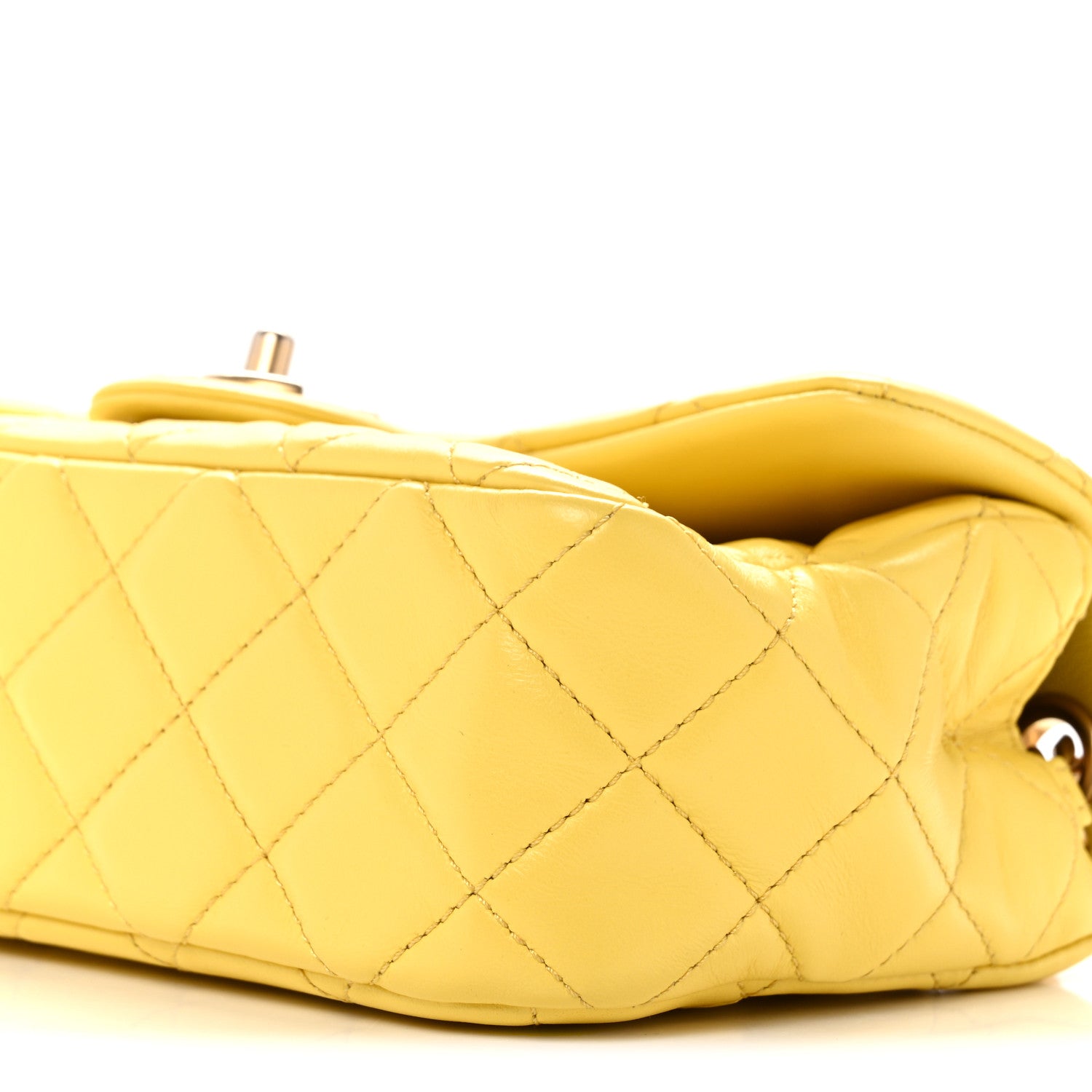 Chanel Lambskin Resin Quilted Mini Rectangular Pearl Samba Flap Yellow 10 of 12
