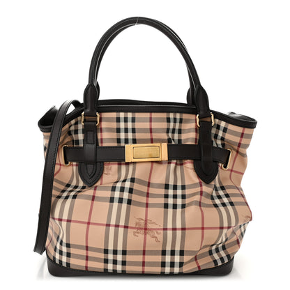 Burberry Haymarket Check Medium Golderton Tote Chocolate 1 of 13
