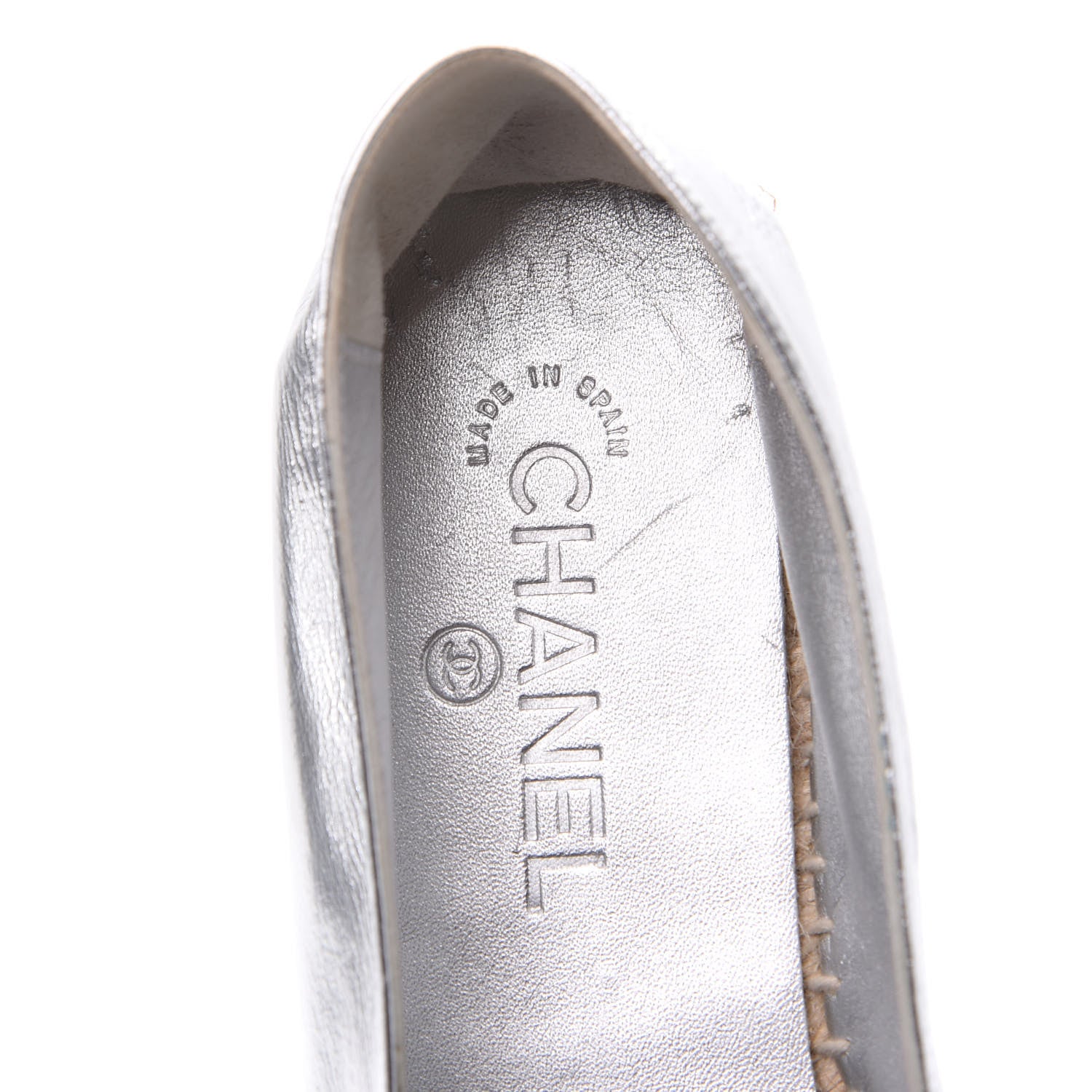 Chanel Laminated Goatskin CC Espadrilles 41 Silver 7 of 9