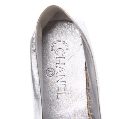 Chanel Laminated Goatskin CC Espadrilles 41 Silver 7 of 9