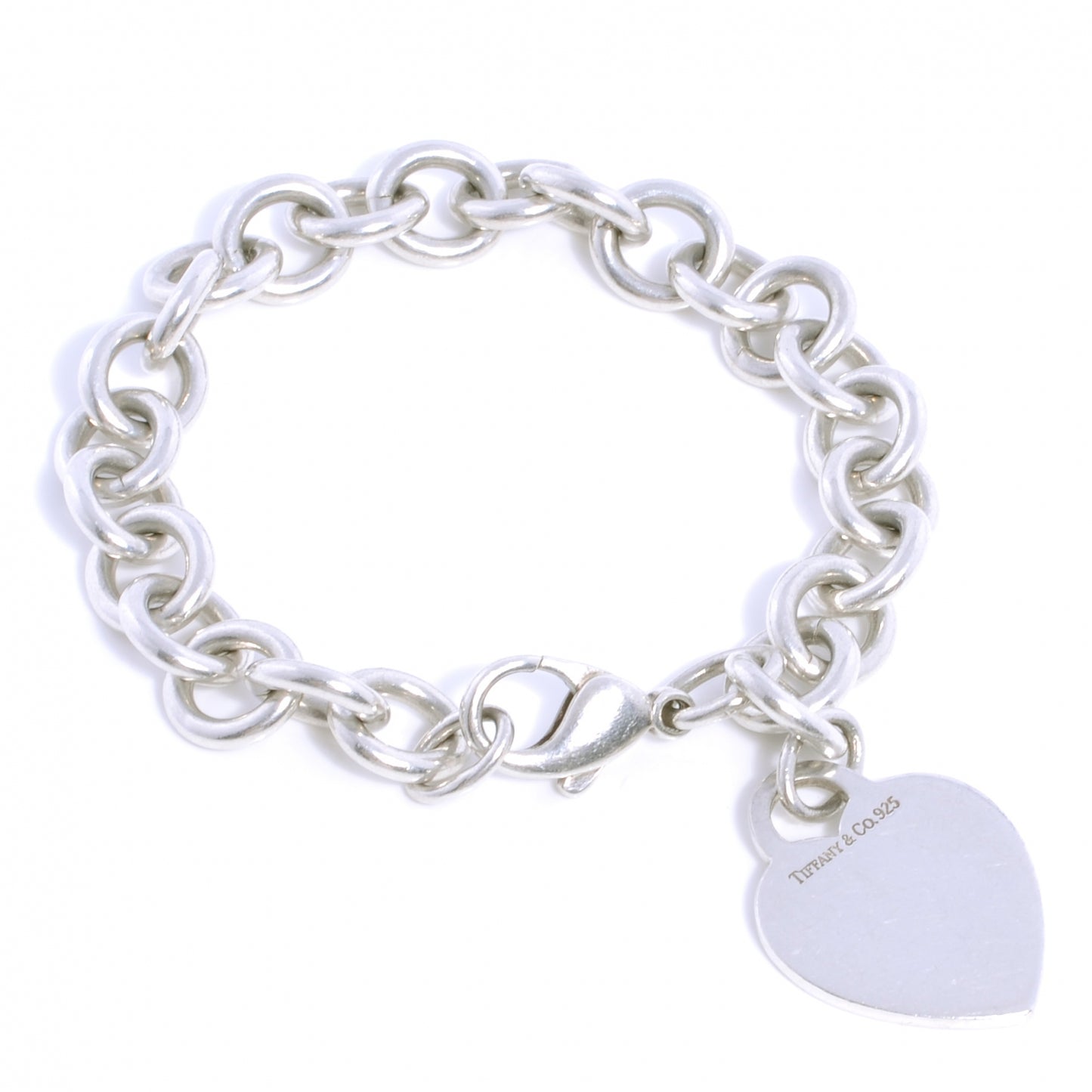 Sterling Silver Heart Tag Charm Bracelet