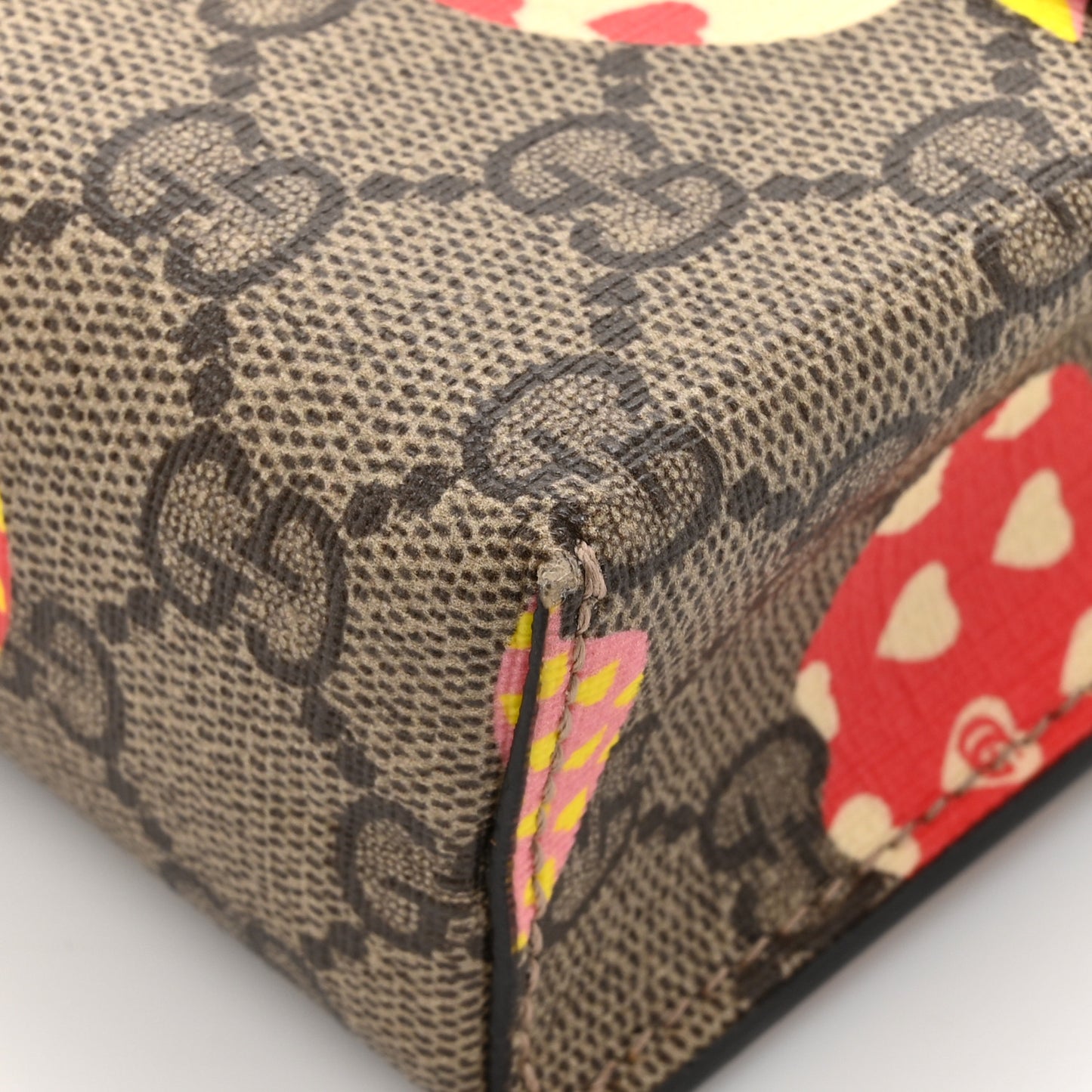 GG Supreme Monogram Les Pommes Mini Padlock Top Handle Shoulder Bag Beige Ebony Multicolor Cotton Candy Pink