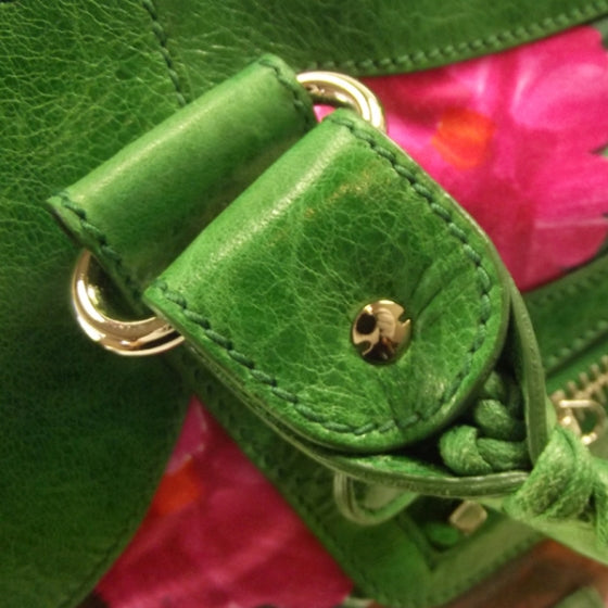 Balenciaga Agneau Canvas Floral Giant 21 Silver Hardware City Green GSH 6 of 13