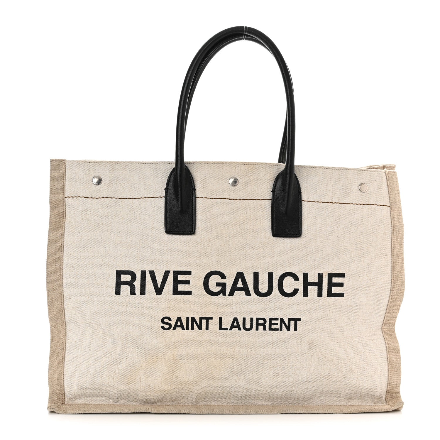 Saint Laurent Linen Calfskin Rive Gauche Tote Optic White 1 of 11