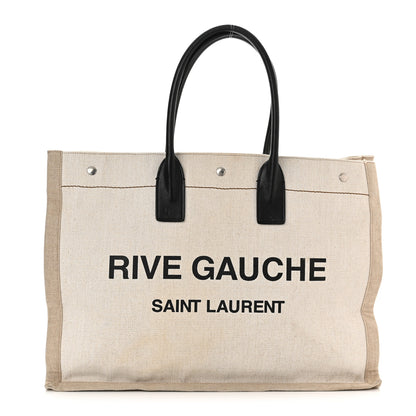 Saint Laurent Linen Calfskin Rive Gauche Tote Optic White 1 of 11