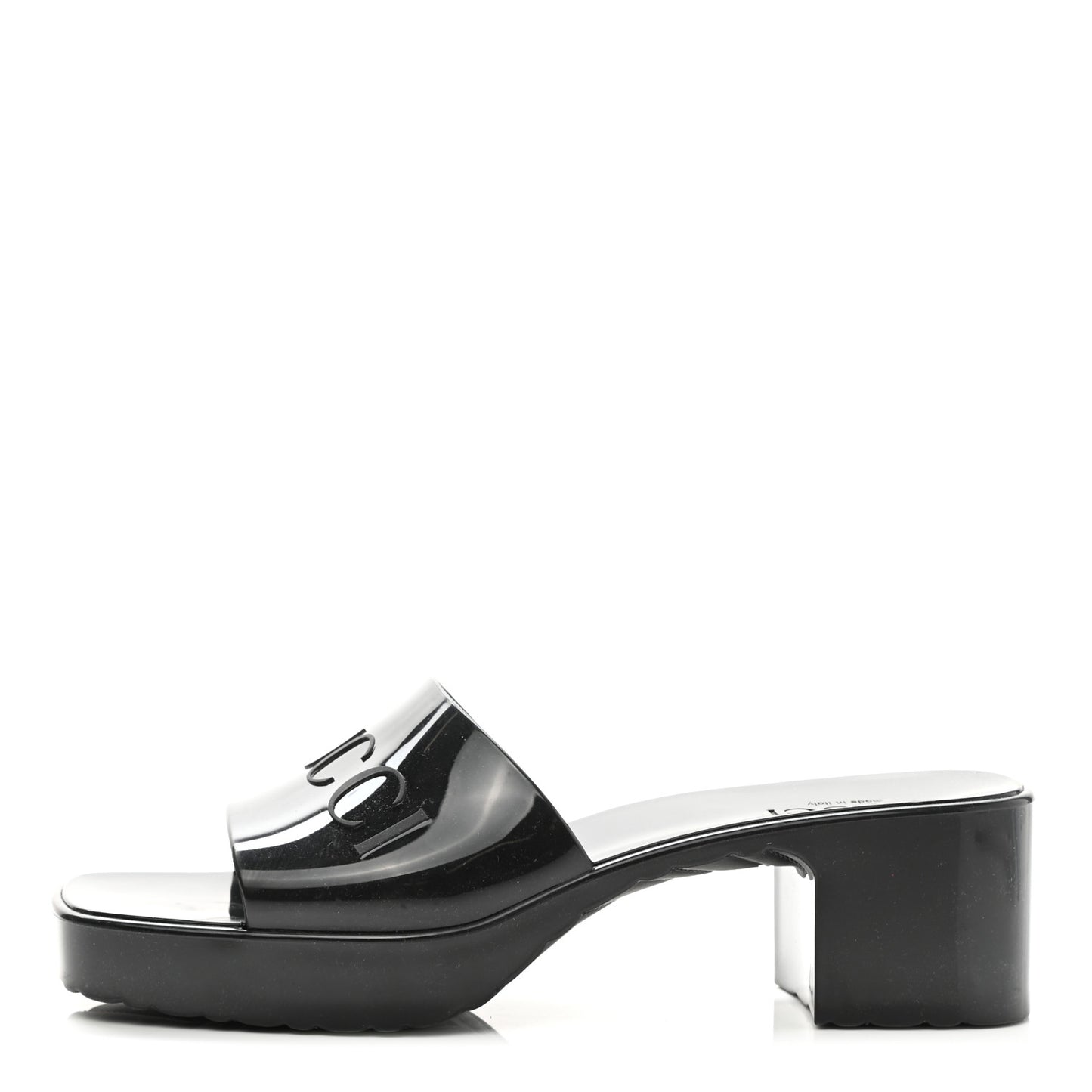 Rubber Gucci Logo Womens Platform 20/60mm Slide Sandals 39 Black