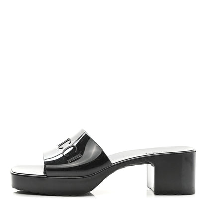 Gucci Rubber Gucci Logo Womens Platform 20/60mm Slide Sandals 39 Black 1 of 9