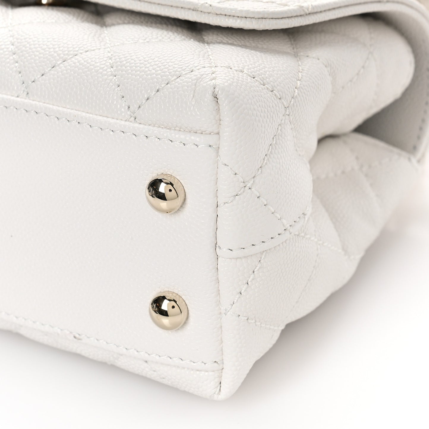 Caviar Quilted Extra Mini Coco Handle Flap White