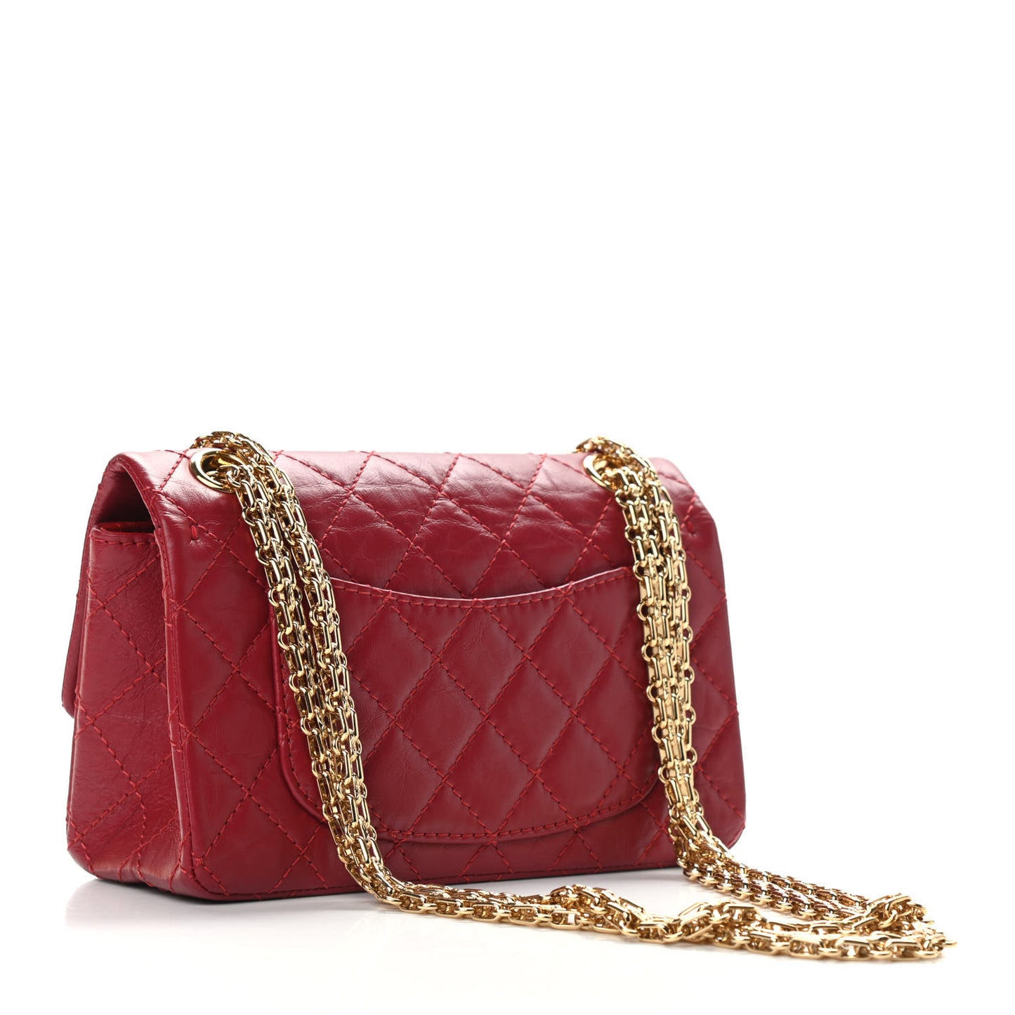 Aged Calfskin Quilted 2.55 Reissue Mini Flap Red