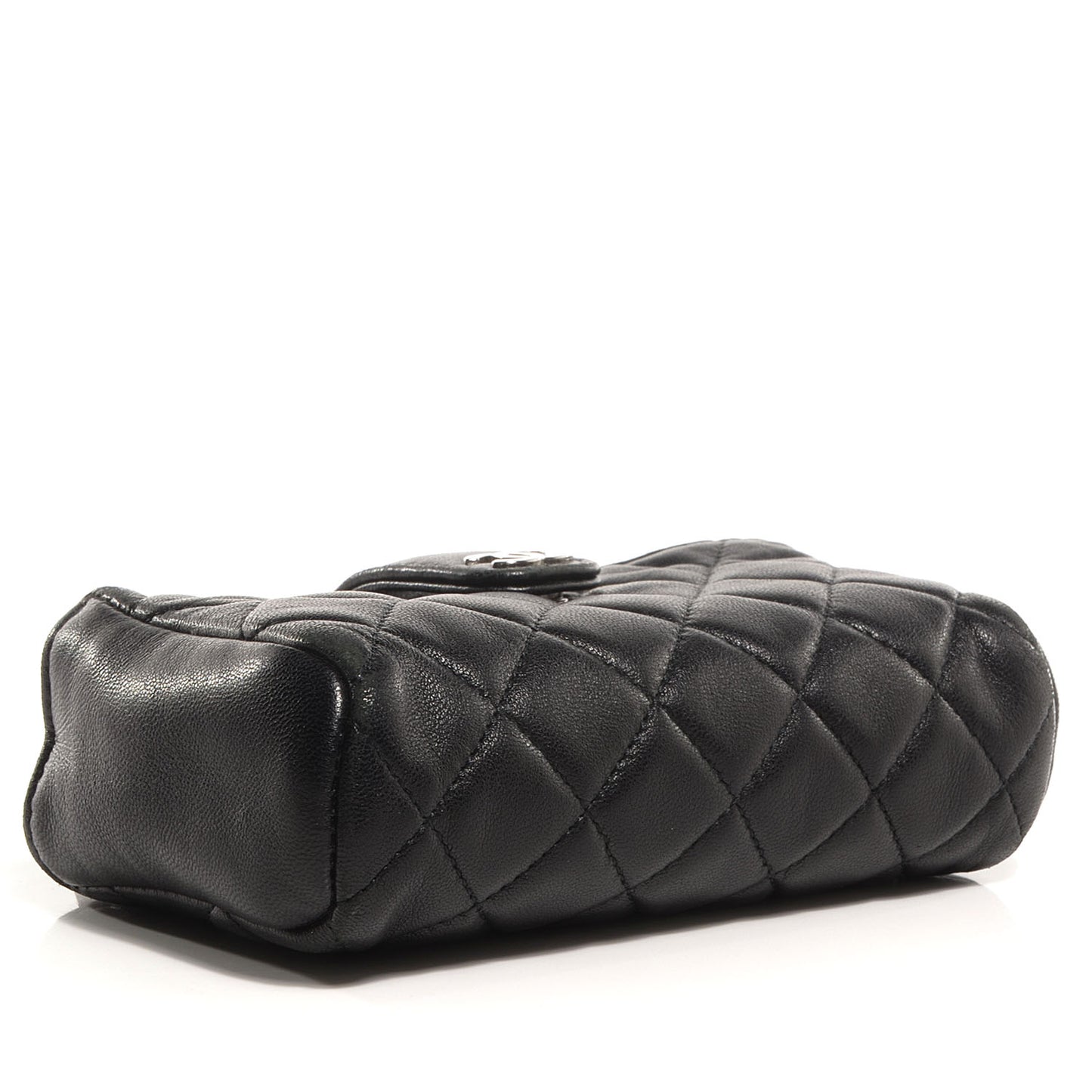 Lambskin Quilted Mini Phone Holder Clutch Black