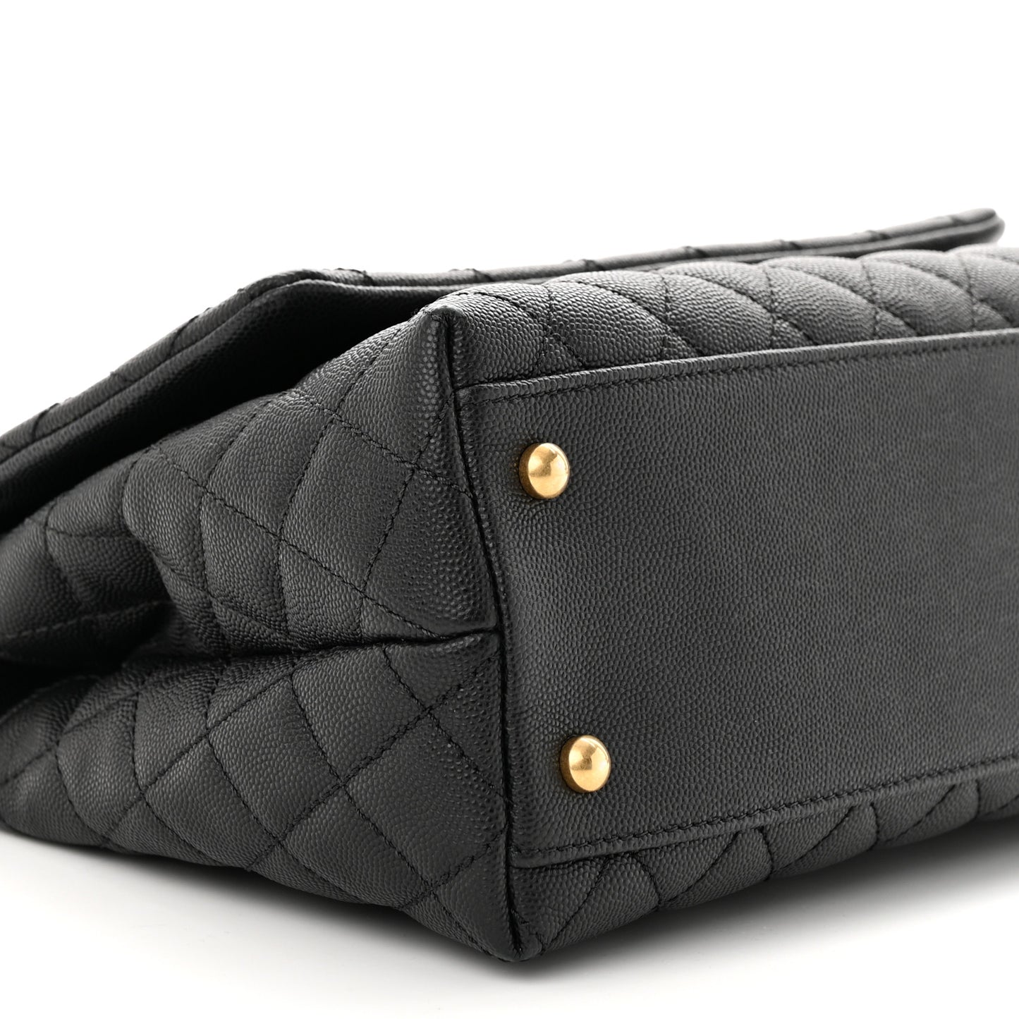 Caviar Lizard Embossed Quilted Small Coco Handle Flap Black