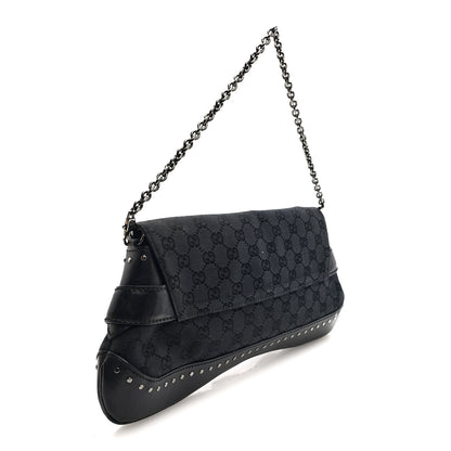Gucci Monogram Studded Horsebit Clutch Black 3 of 10