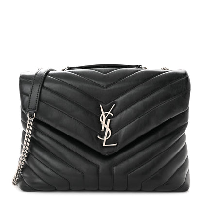 Saint Laurent Calfskin Y Quilted Monogram Medium Loulou Chain Satchel Black 1 of 10