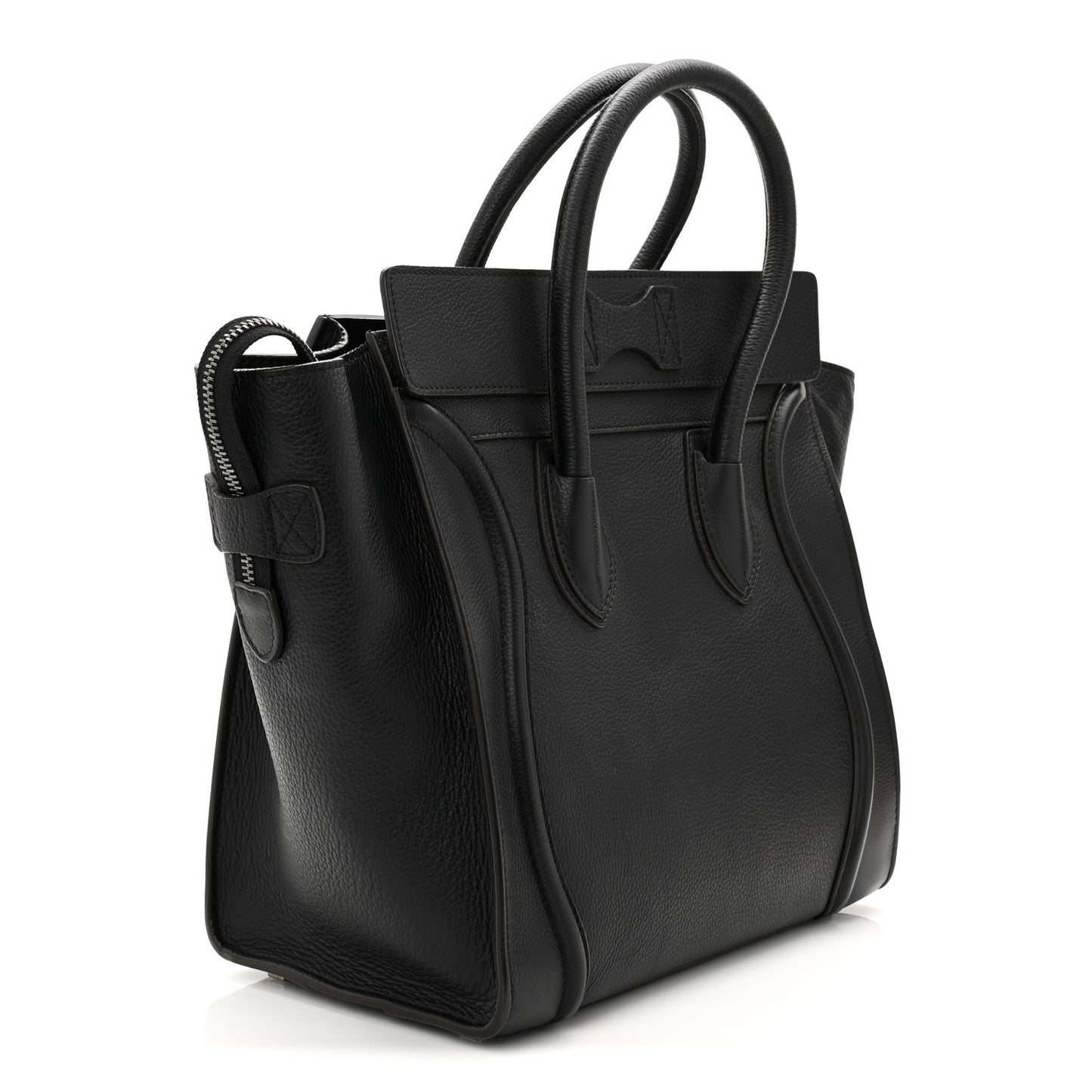 Drummed Calfskin Mini Luggage Black