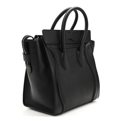 Celine Drummed Calfskin Mini Luggage Black 3 of 10