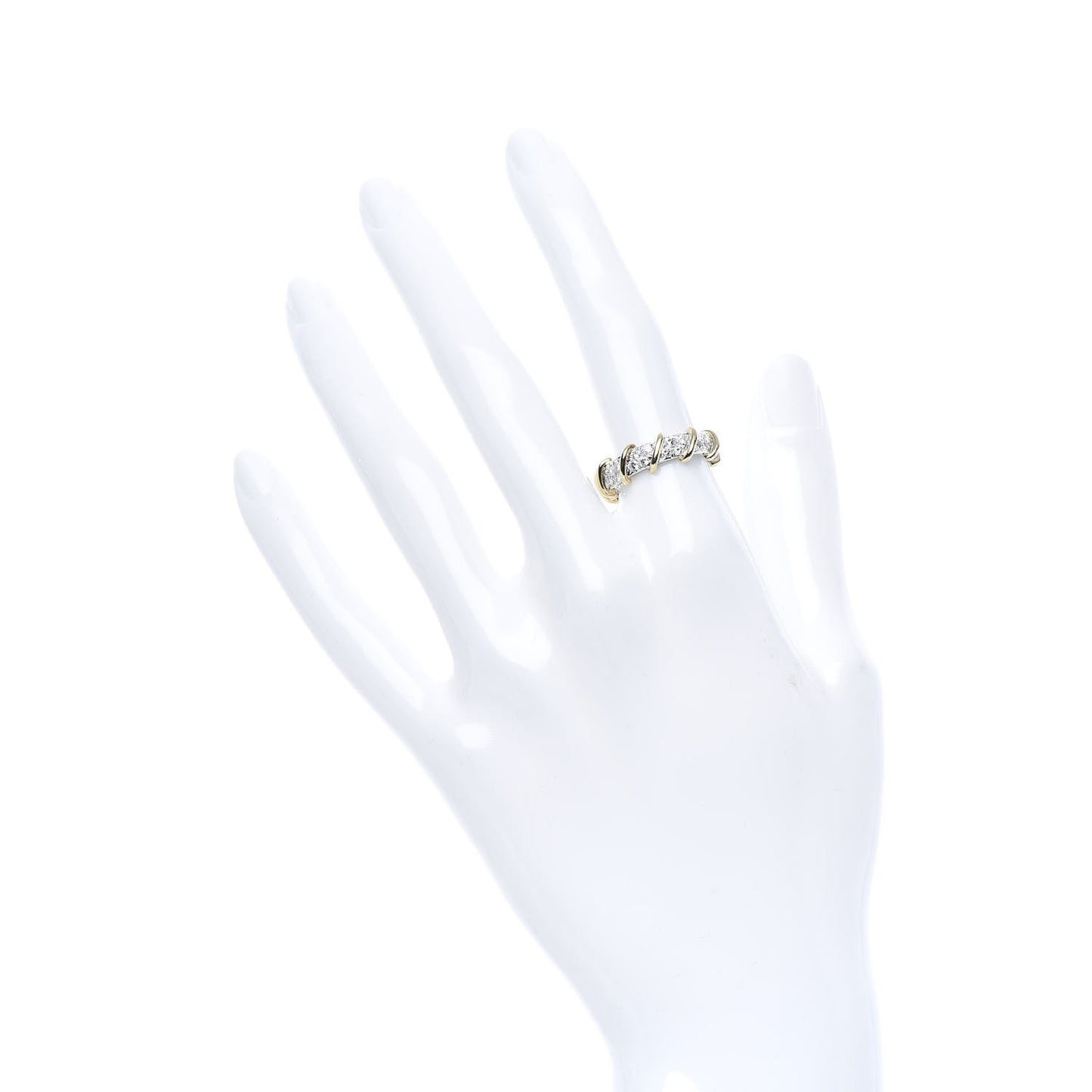18K Yellow Gold Platinum Diamond Schlumberger Band Ring 52 6
