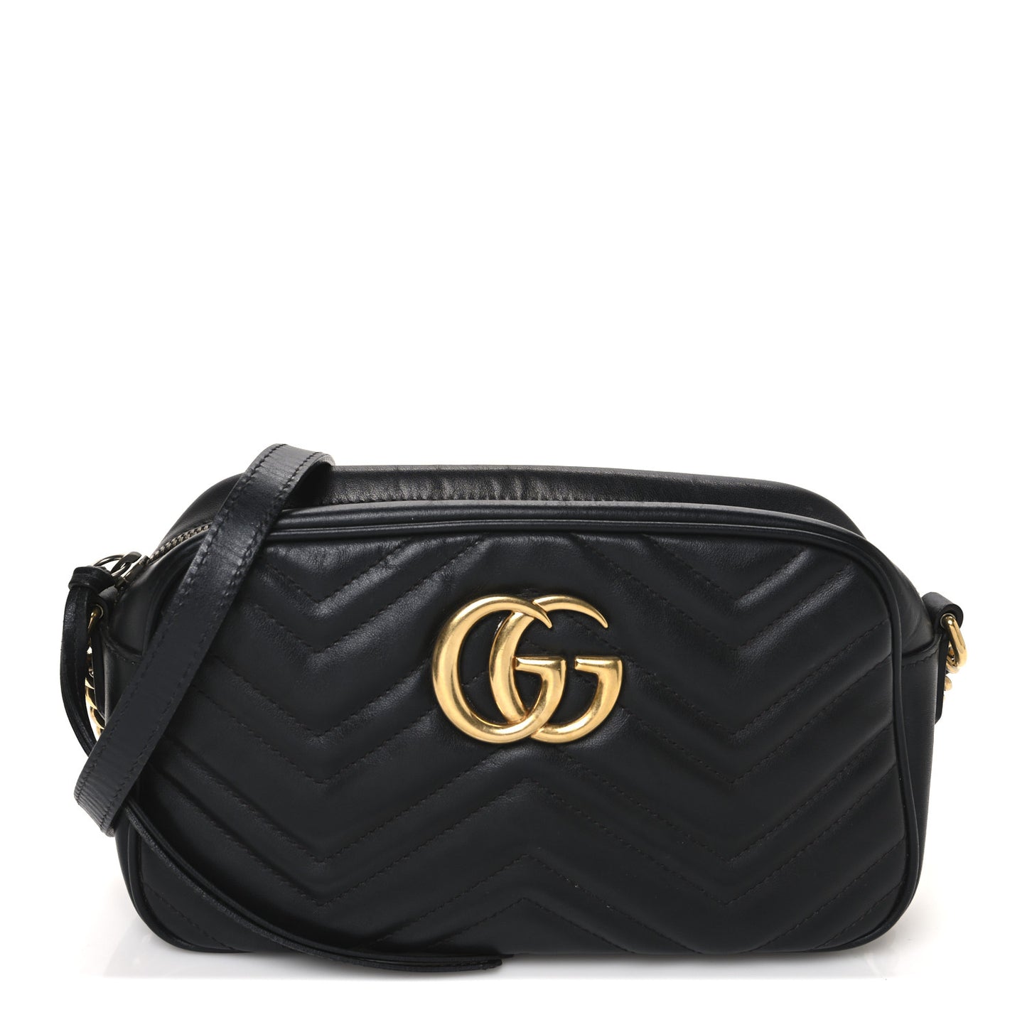 Calfskin Matelasse Small GG Marmont Chain Shoulder Bag Black