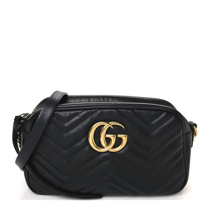 Gucci Calfskin Matelasse Small GG Marmont Chain Shoulder Bag Black 1 of 10