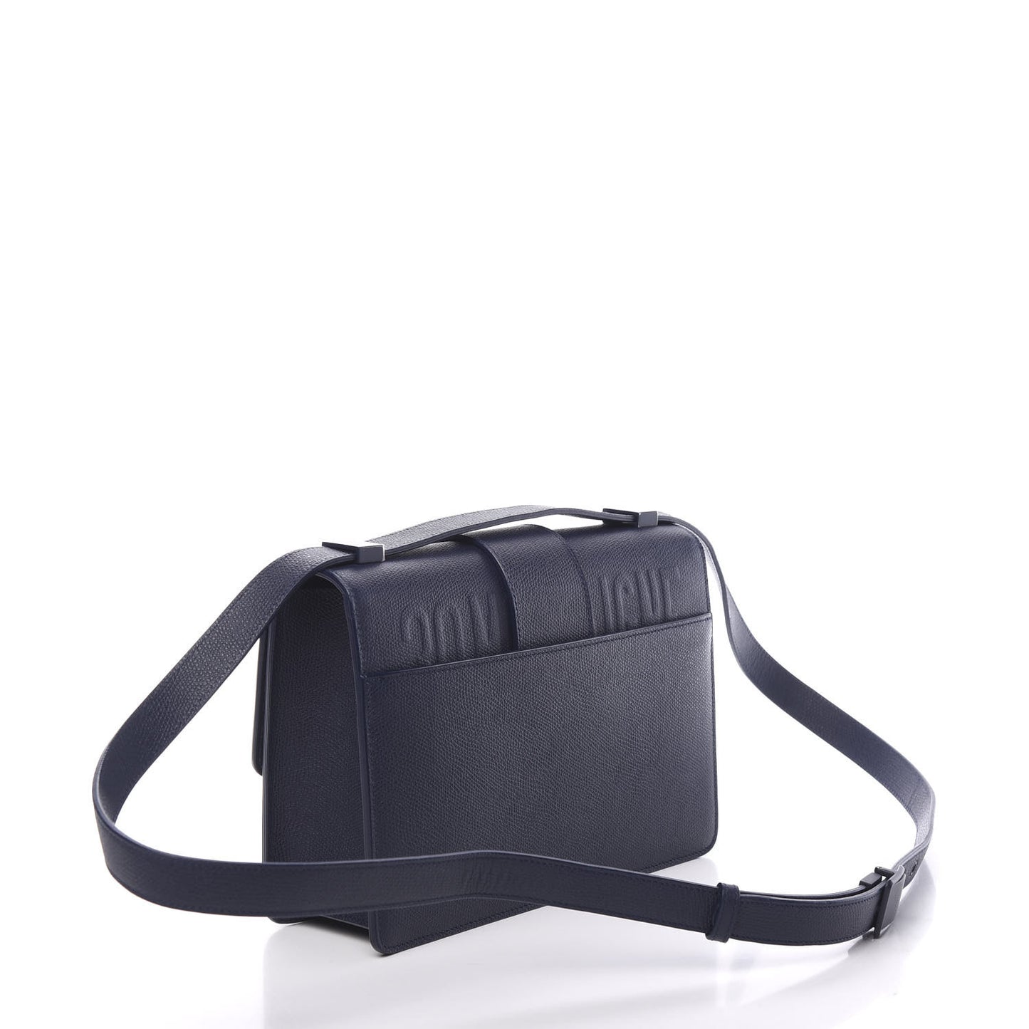 Ultra Matte Grained Calfskin 30 Montaigne Flap Bag Navy
