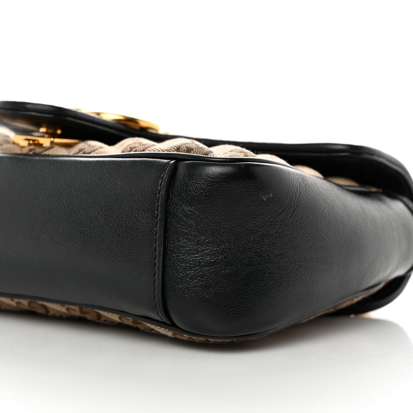 Monogram Matelasse Diagonal Small GG Marmont Shoulder Bag Beige Black