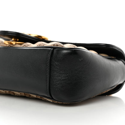 Gucci Monogram Matelasse Diagonal Small GG Marmont Shoulder Bag Beige Black 10 of 12