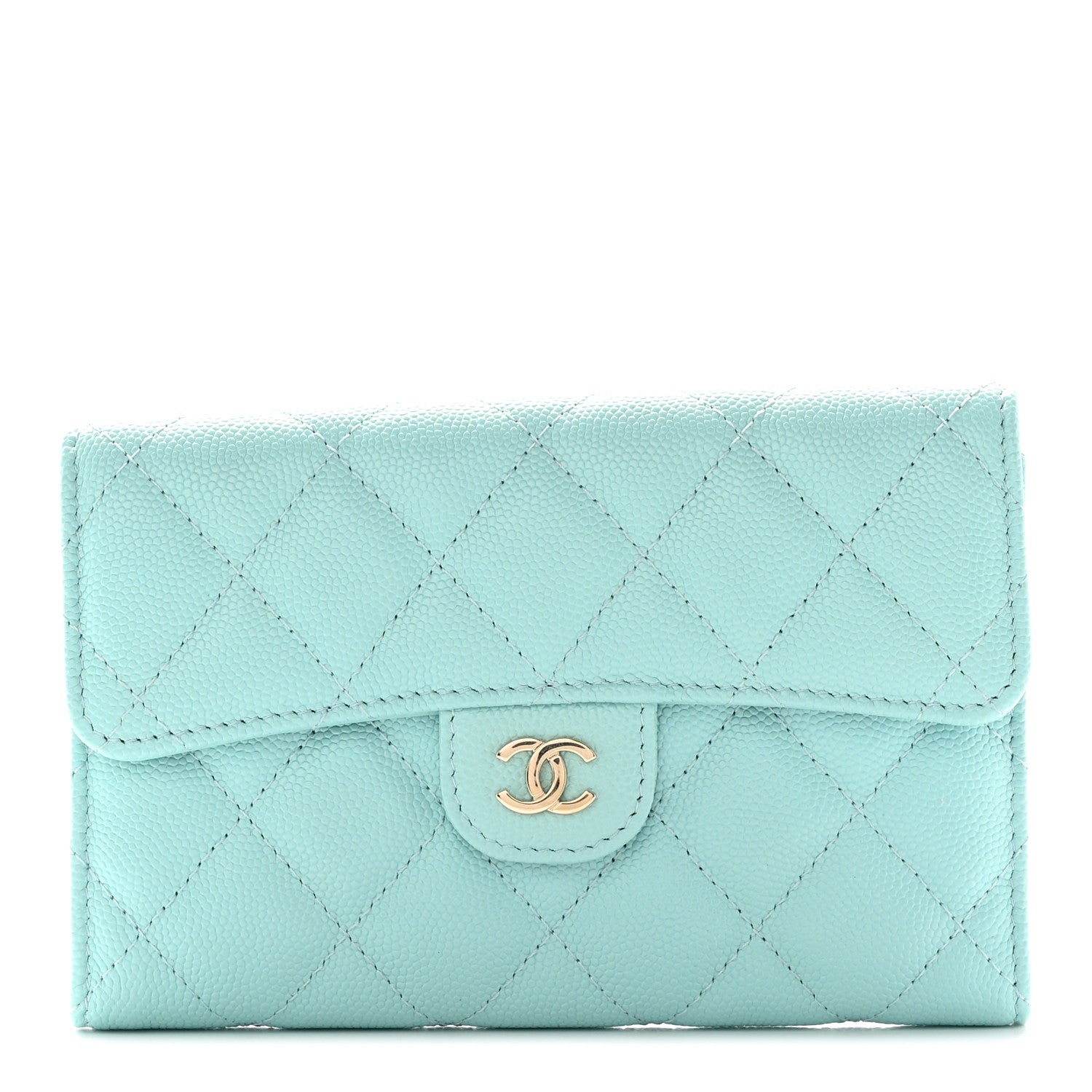 Chanel Caviar Quilted Medium Flap Wallet Light Blue 1 of 10
