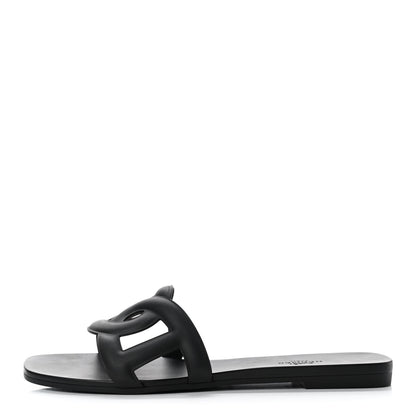 Hermes Rubber Aloha Sandals 38 Black 1 of 8