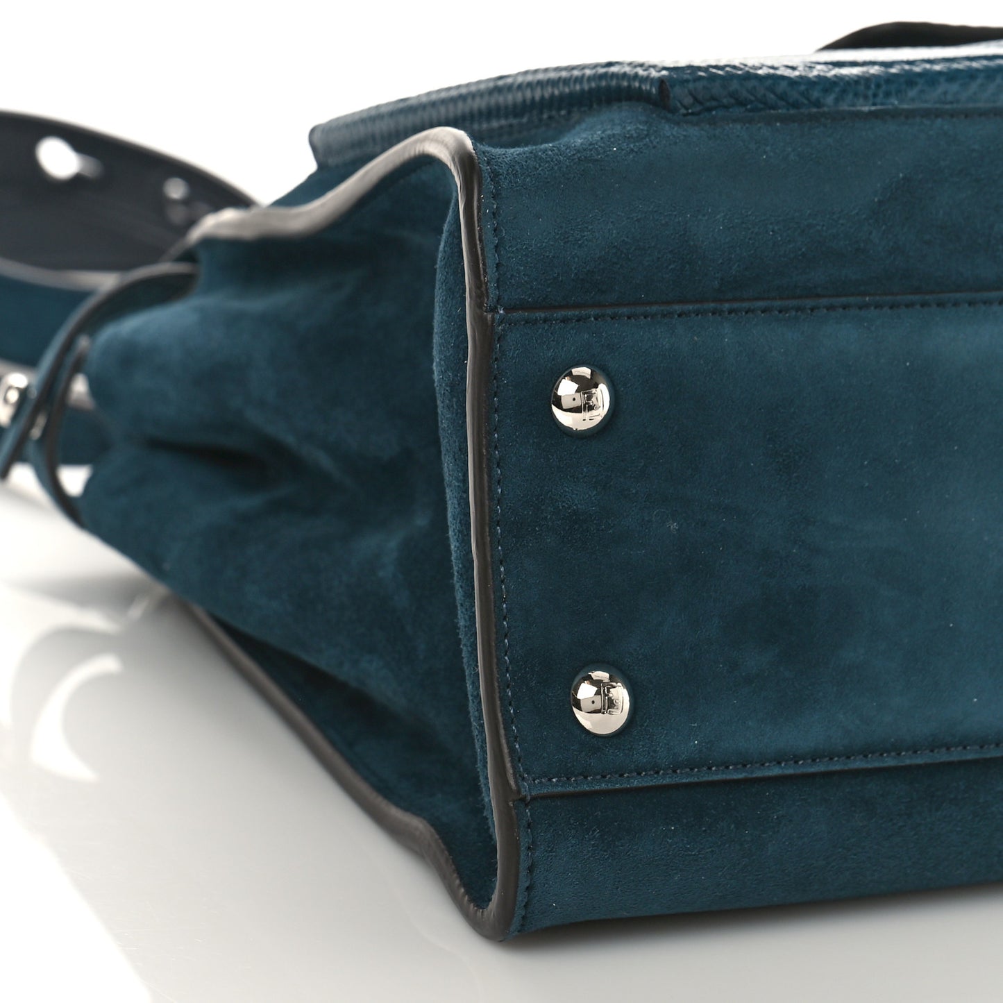 Chamois Karung Shiny Nappa Medium 3 Pocket Peekaboo Iconic Satchel Cobalto Petrolio